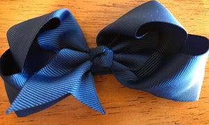 Large Solid Hair Bow - Navy
