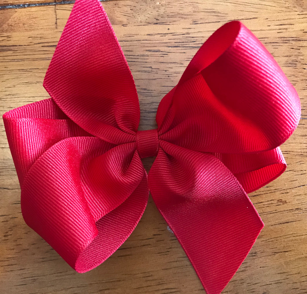 Large Solid Hair Bow - Red