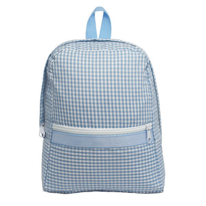 Baby Blue Gingham Small Backpack w/Embroidery