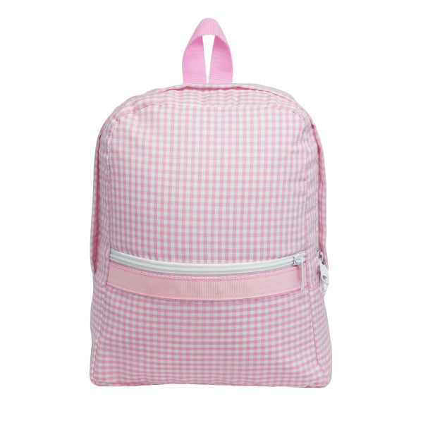 Pink Gingham Small Backpack w/Embroidery
