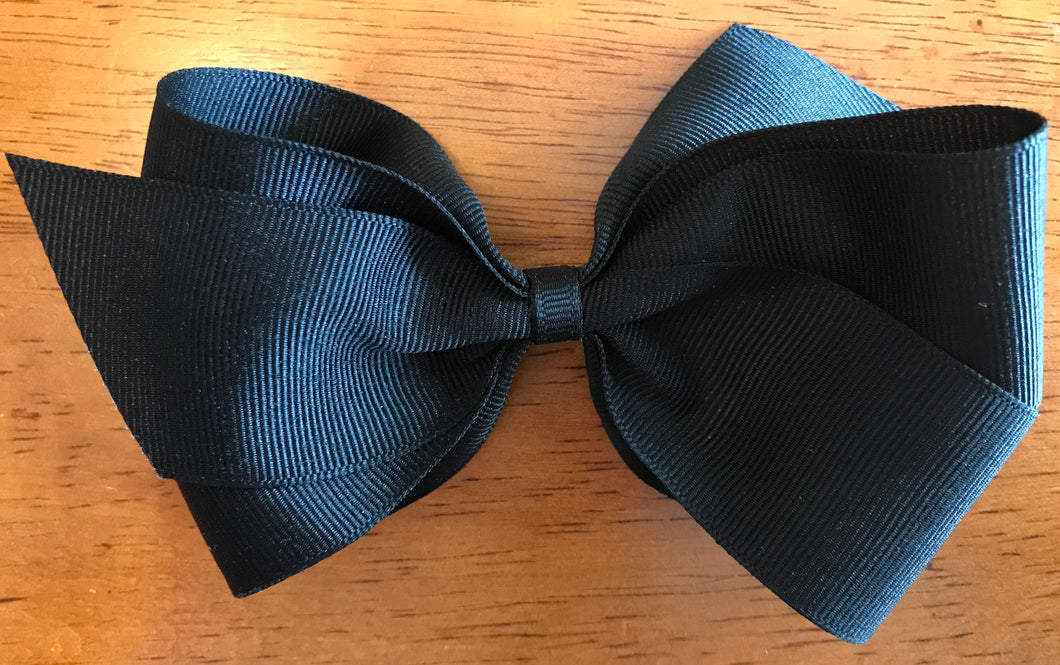 Large Solid Hair Bow - Black