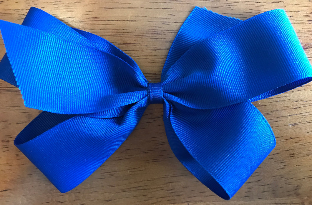 Large Solid Hair Bow - Blue
