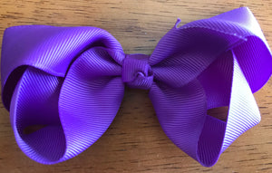 Large Solid Hair Bow - Purple