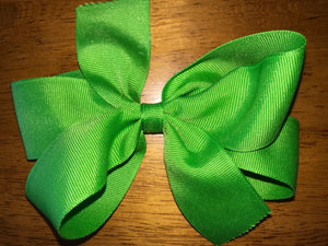 Large Solid Hair Bow - Lime Green