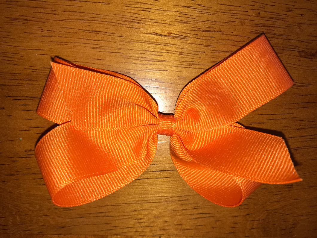 Small Solid Hair Bow - Orange