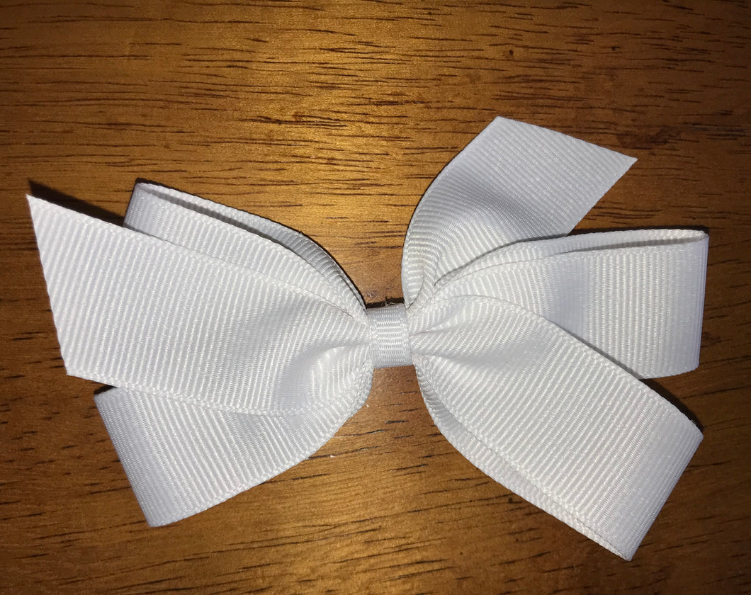 Small Solid Hair Bow - White