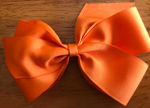 Large Solid Hair Bow - Orange