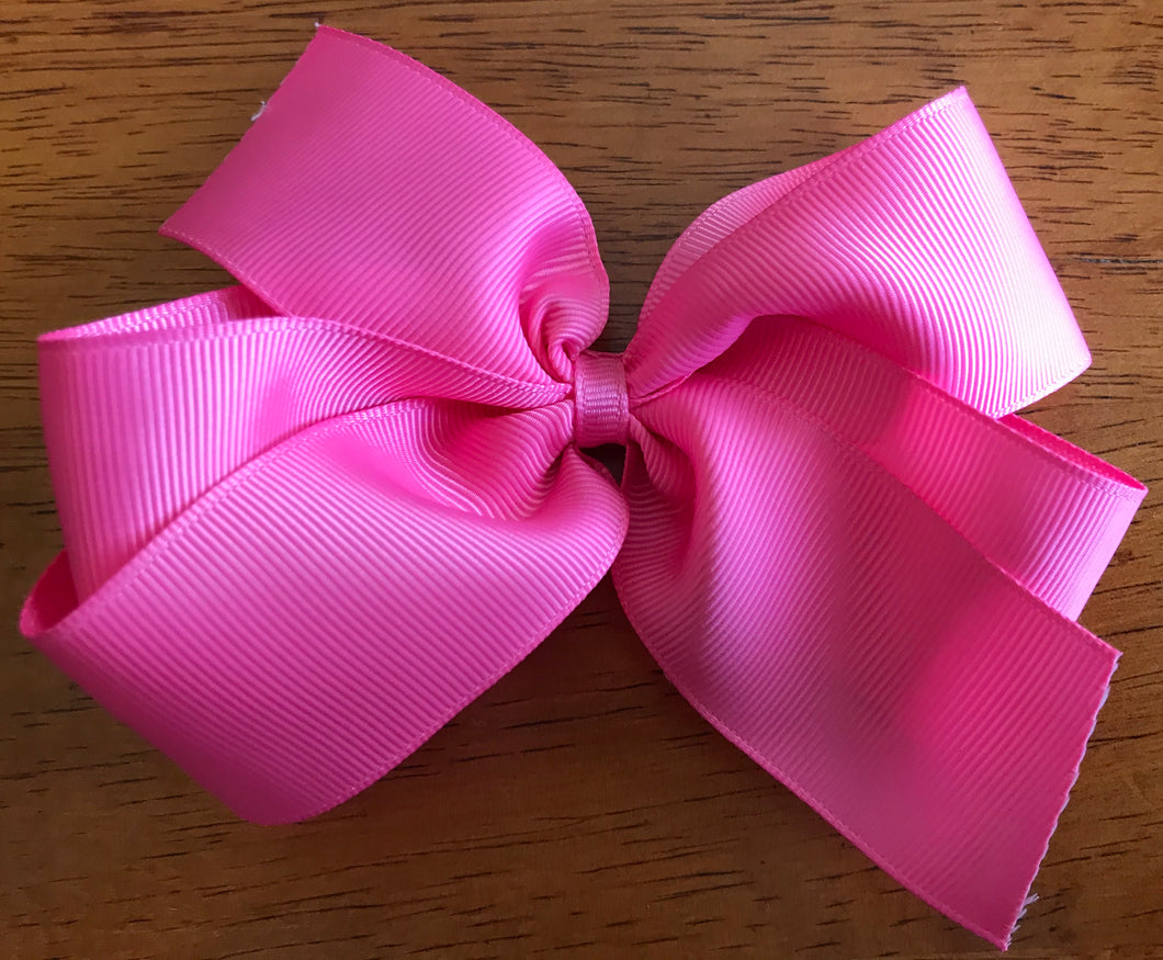 Large Solid Hair Bow - Bubblegum Pink