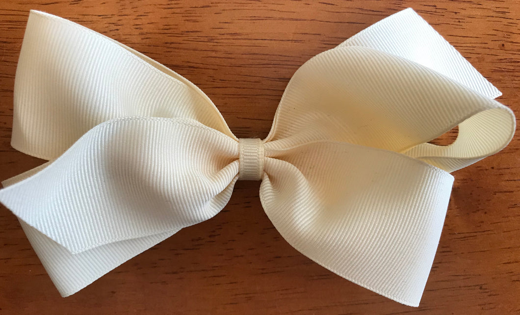 Large Solid Hair Bow - Cream