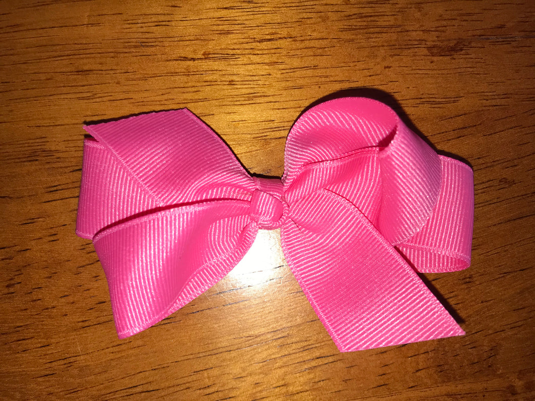 Small Solid Hair Bow - Bubblegum Pink