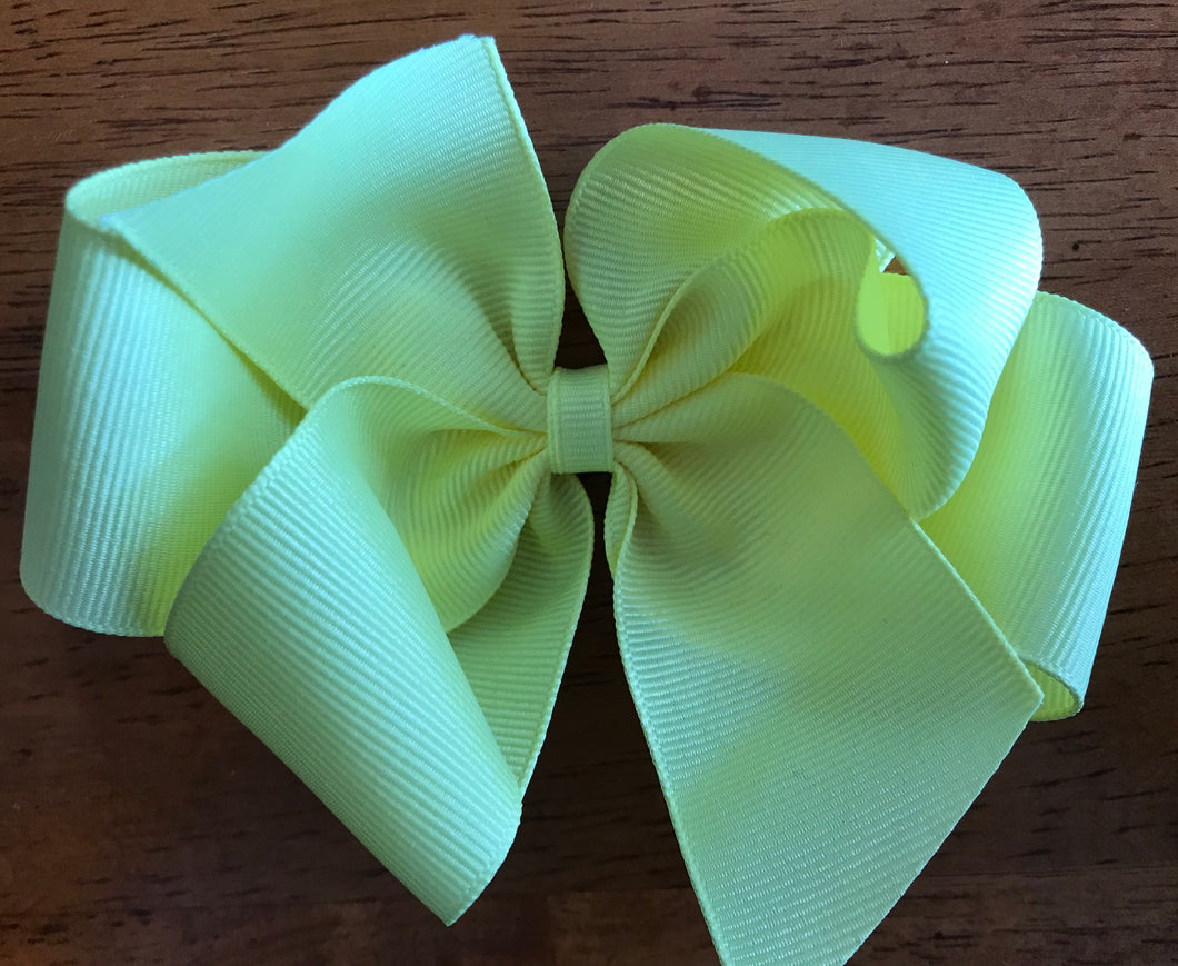 Large Solid Hair Bow - Light Yellow