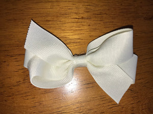 Small Solid Hair Bow - Cream
