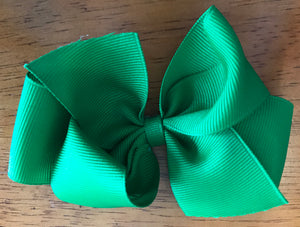 Large Solid Hair Bow - Apple Green
