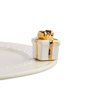 White Gift w/Gold Bow Mini (A185)