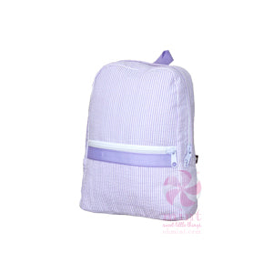 Lilac Seersucker Small Backpack w/Embroidery