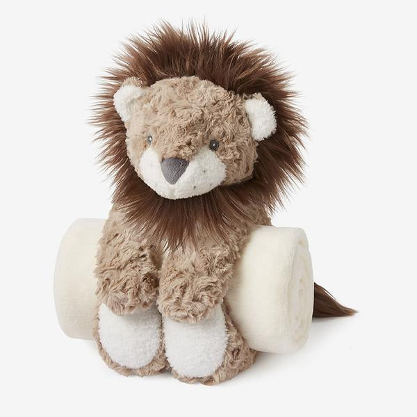 Lion Huggie with Rolled Blanket w/Embroidery