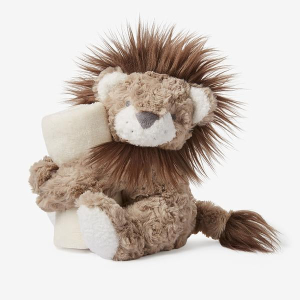 Lion Naptime Huggie with Small Rolled Blanket w/Embroidery